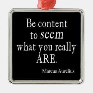 Vintage Marcus Aurelius Content to Be Quote Black Metal Tree Decoration