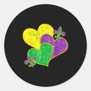 Vintage Mardi Gras 2025 Cute Hearts Valentine Wome Classic Round Sticker