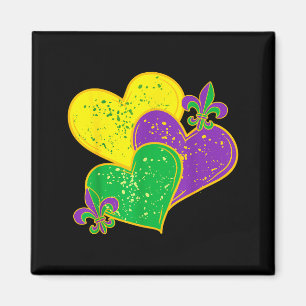 Vintage Mardi Gras 2025 Cute Hearts Valentine Wome Magnet