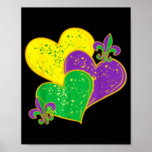 Vintage Mardi Gras 2025 Cute Hearts Valentine Wome Poster