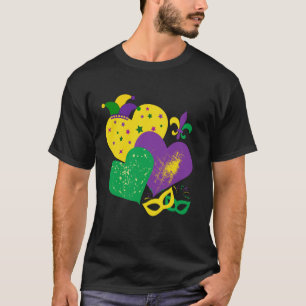 Vintage Mardi Gras 2025 Cute Hearts Valentine Wome T-Shirt