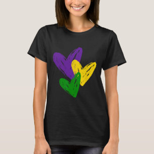 Vintage Mardi Gras Cute Hearts Funny Love Women Gi T-Shirt