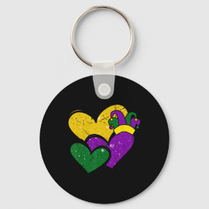 Vintage Mardi Gras Cute Hearts Girls Women Kids Key Ring