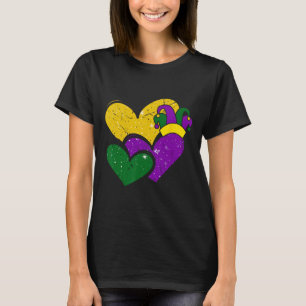 Vintage Mardi Gras Cute Hearts Girls Women Kids  T-Shirt