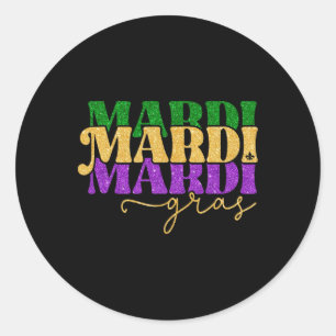 Vintage Mardi Gras Festival New Orleans Womens Men Classic Round Sticker