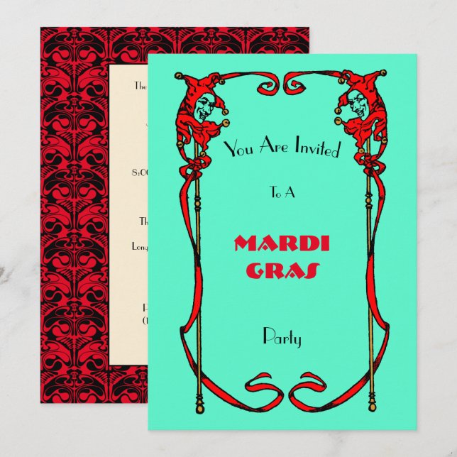 Vintage Mardi Gras Invitation Template (Front/Back)