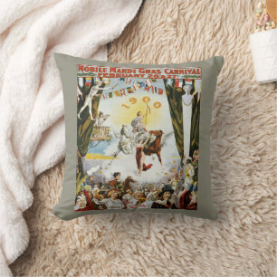 Vintage Mardi Gras Poster Cushion