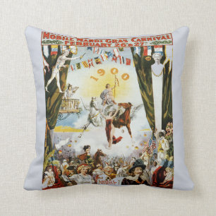 Vintage Mardi Gras Poster Cushion