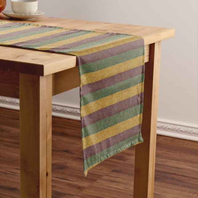 Vintage Mardi Gras striped Short Table Runner (In Situ)