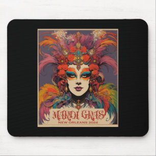 Vintage Mardi Gras Women Mouse Mat