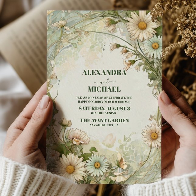Vintage Marguerite Daisies Wedding Invitation (Creator Uploaded)