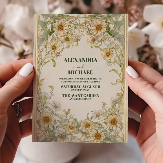 Vintage Marguerite Daisies Wedding Invitation (Creator Uploaded)
