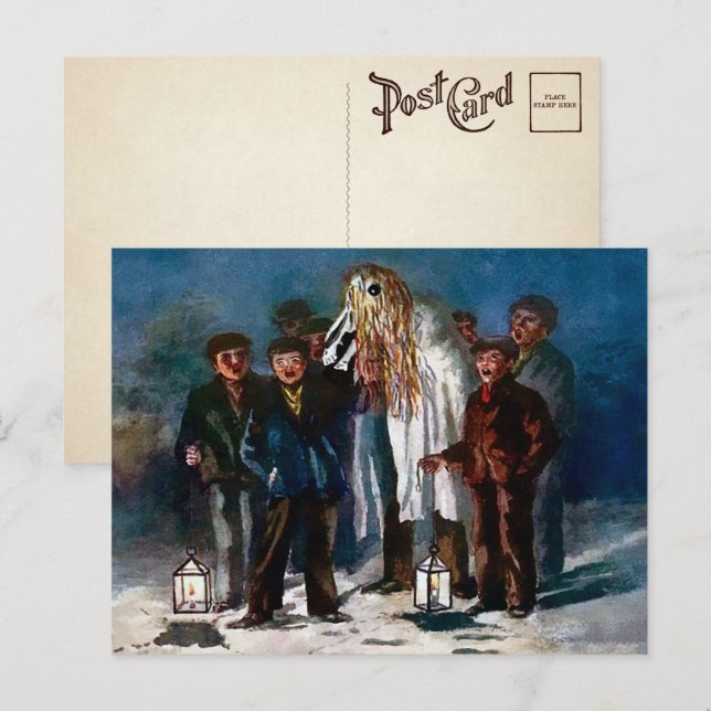 Vintage Mari Lwyd Christmas Postcard (Front/Back)