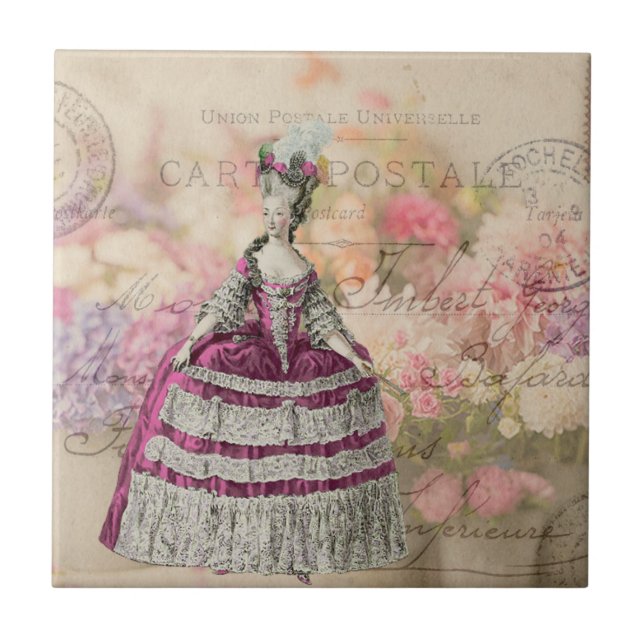 Vintage Marie Antoinette Ceramic Tile (Front)