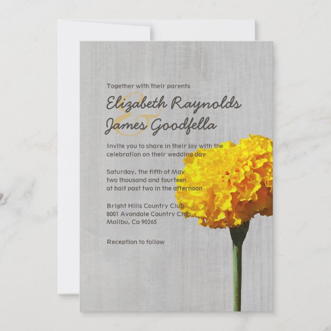 Vintage Marigold Wedding Invitations (Front)
