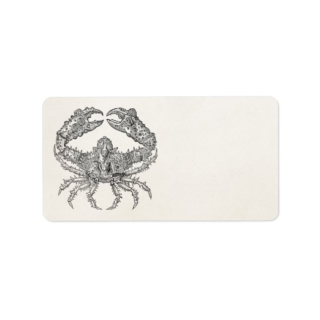 Vintage Marine Crab Parchment Personalised Label (Front)