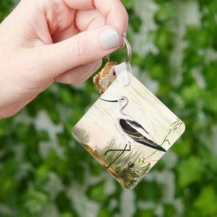 Vintage Marine Life Shorebirds, Avocet Birds Key Ring