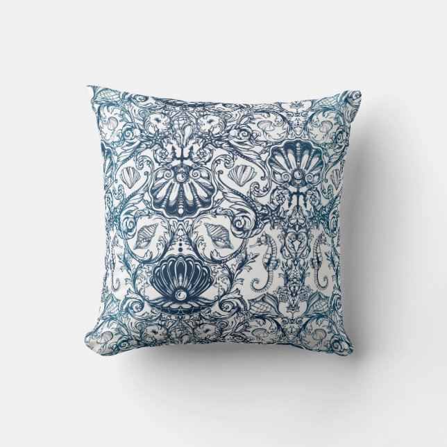 Vintage Marine Pattern Cushion (Front)