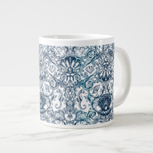 Vintage Marine Pattern Large Coffee Mug