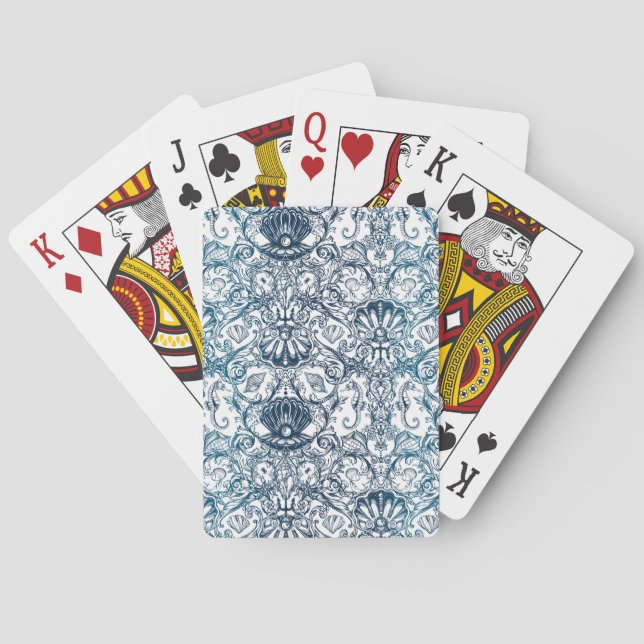 Vintage Marine Pattern Playing Cards (Back)