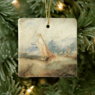 Vintage Maritime Ship Seascape by Joseph Turner Ceramic Ornament