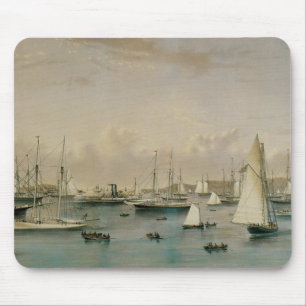 Vintage Maritime, Yacht Squadron at Newport Harbou Mouse Mat