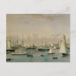 Vintage Maritime, Yacht Squadron at Newport Harbou Postcard