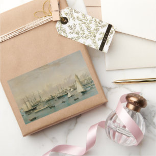 Vintage Maritime, Yacht Squadron at Newport Harbou Rectangular Sticker