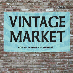 Vintage Market Banner Retro Rays