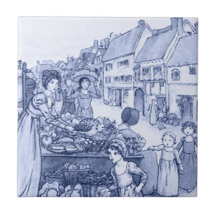 Vintage Market Day Food Stall Delft Blue & White Tile