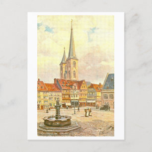 Vintage Market Halberstadt Germany Postcard