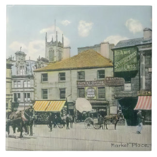 Vintage Market Scene - Huddersfield Marketplace Tile