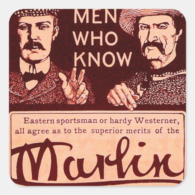 Vintage Marlin Firearms Red Gun Ad Sticker Set (Front)