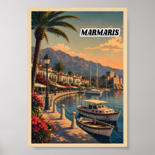 Vintage Marmaris Turkey Travel Poster Art Print
