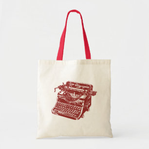 Vintage Maroon Typewriter Tote Bag
