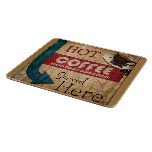 Vintage marquee coffee sign cutting board (Corner)