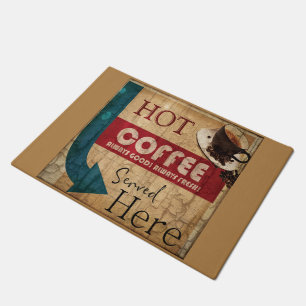 Vintage marquee coffee sign doormat
