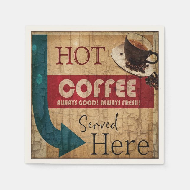 Vintage marquee coffee sign napkin (Front)