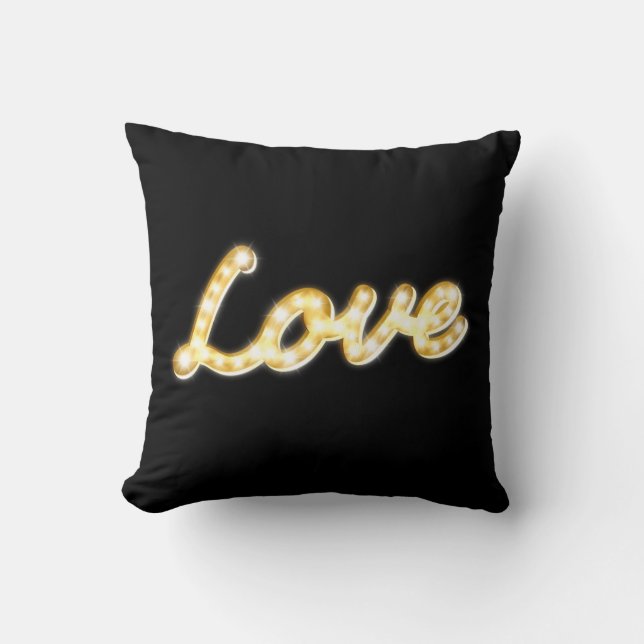 Vintage Marquee Lights Love Cushion - black (Front)