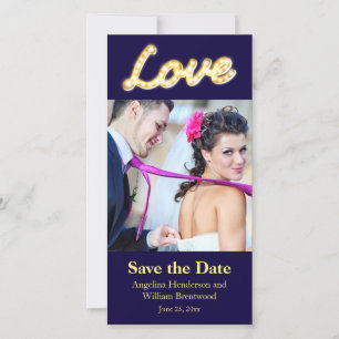 Vintage Marquee Lights Save the Date Photo Card