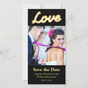 Vintage Marquee Lights Save the Date Photo Card
