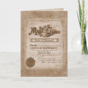 Vintage Marriage Certificate Anniversary Card