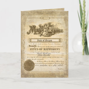 Vintage Marriage Certificate Card
