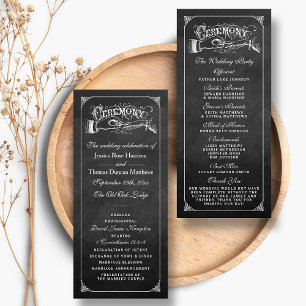 Vintage Marriage Chalkboard Wedding Program Rack Card