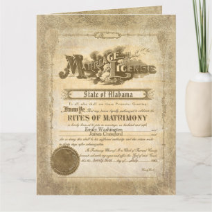 Vintage Marriage License Card