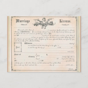 Vintage Marriage License Postcard