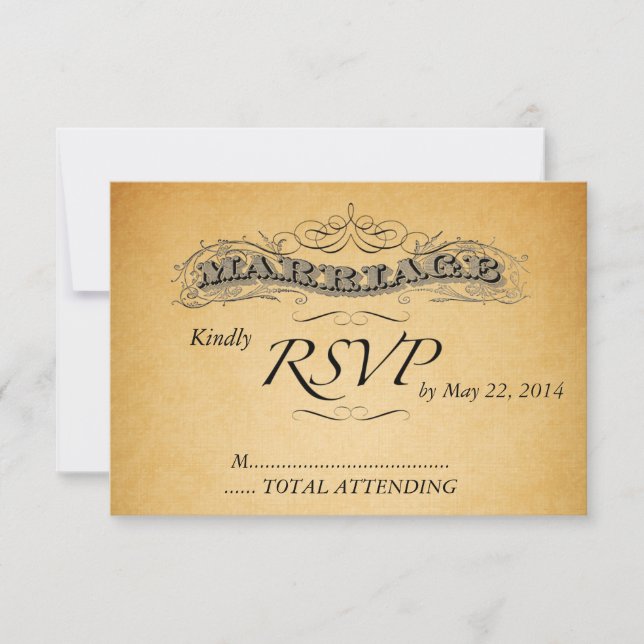 Vintage Marriage Paper Wedding Invitation RSVP (Front)