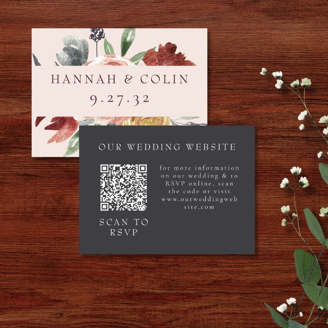 Vintage Marsala Blush Pewter Floral Enclosure Card (Creator Uploaded)