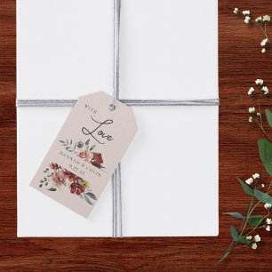 Vintage Marsala Blush Pewter Floral Gift Tags