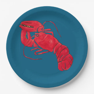Vintage Marsden Hartley Red Lobster on Black Art Paper Plate